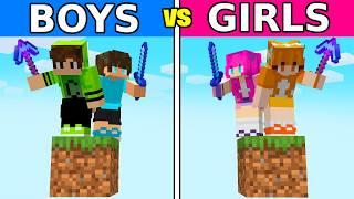 Boys vs Girls on ONE BLOCK in Minecraft