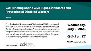Center for Democracy & Technology Briefing on the Civil Rights Standards