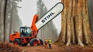 Extreme Dangerous Fastest Big Chainsaw Cutting Tree Machines | Monster Stump Removal Excavator