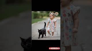 Adorable Cute Baby Walk with Cat | Fun and Laughter at Jest Junction #cat #babygirl #baby #cute