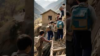 这是他们每天必经的上学路#农村生活 #7080  #poor#shorts #悬崖村