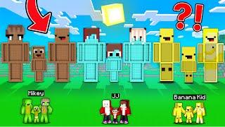 JJ Family vs Mikey Family vs Banana Kid Family SECRET BASE Battle in Minecraft Maizen!