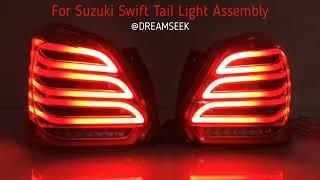 Dreamseek LED Tail Light Assembly For Suzuki Swift 2017-2022 Rear Brake With Turn Red Lens