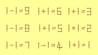 1 to 1 matchstick puzzle with all the numbers (9-0) | Very interesting puzzles | Puzzles with Answer
