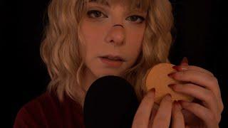 ASMR | soft Mic Blowing & gentle Wood Tapping - no talking, Fireplace Ambience