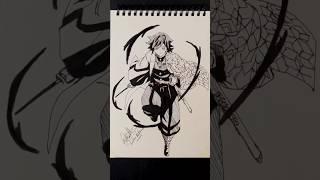 Speed drawing Stickman Giyu Tomioka  #shorts #anime #art #viral