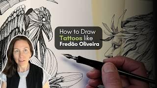 How to Draw Tattoos like Fredão Oliveira | Master Study in Pen and Ink