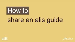 Alis Training - How to share an alis guide