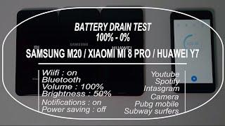 Samsung M20 / Xiaomi Mi 8 Pro / Huawei Y7 Pro  Battery Life Drain Test