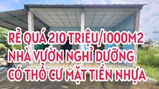 SỐ 304 : Nhà Vườn Siêu Rẻ 210 Triệu/1000m2 Mặt Tiền Nhựa - Thổ Cư Sẵn Xem Là Chốt Liền.