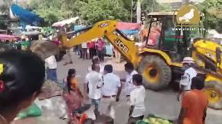 Illegal Encroachments removed from footpaths in Kothapet