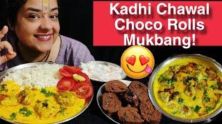 COOKING & EATING KADHI PAKODA RICE, CHOCO ROLLS, CHOCOCHIP BALLS, PAPAD | ️Satvik Veg Mukbang