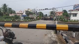 Aggressively Moving superfast express crossing rail gate | Superfast express Skips Railway Gate