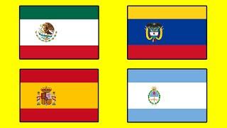 SPANISH SPEAKING COUNTRIES and Their Flags in the Style of Spain