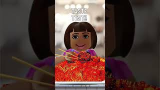 Dora tries spicy enoki mushroom  #shorts