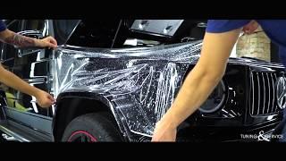 Оклейка защитной антигравийной бронепленкой Mercedes G63 (G-class, Кубик, Гелендваген) в Киеве