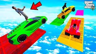 FRANKLIN TRIED IMPOSSIBLE ZIG ZAG JUMPS MEGA RAMP PARKOUR CHALLENGE GTA 5 | SHINCHAN and CHOP