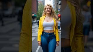 How to wear a blue jeans with yellow jacket #fashion #outfit