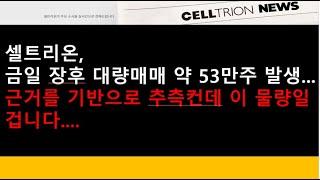 (셀트리온)셀트리온, 금일 장후 대량매매 약 53만주 발생...근거를 기반으로 추측컨데 이 물량일 겁니다....주가에는 영향이 없습니다.