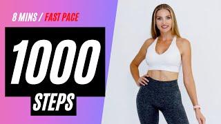 1000 Steps FAST PACE Fat Burning Challenge / 8 min Home walking workout