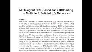 Multi Agent DRL Based Task Offloading in Multiple RIS Aided IoV Networks