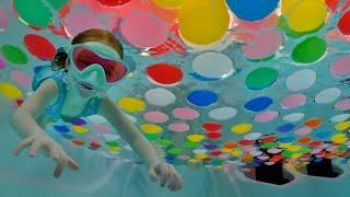 FLOATiNG  BALL  PiT  inside the POOL!!  Adley and Niko play underwater & a surprise for new Triplets