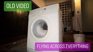 HEAVY SOAKING WET CLOTHES VS SIEMENS WASHING MACHINE (FLIES ACROSS GARDEN) - Old Video