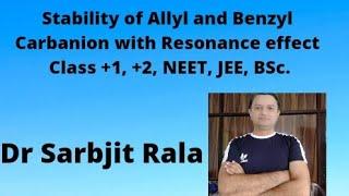 Stability of Allyl and Benzyl Carbanion with Resonance effect, For Class +1,+2, NEET, JEE, BSc