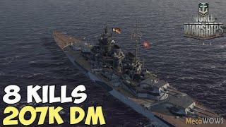 World of WarShips | Großer Kurfürst | 8 KILLS | 207K Damage - Replay Gameplay 1080p 60 fps