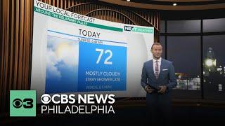 Mostly cloudy in Philadelphia Monday, slight chance for light rain later in the day