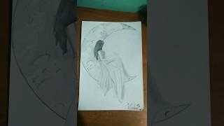 Moon girl sketch #beautiful #like #moon rise #subscribe #sushma,s sketch #shorts