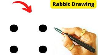 How to draw Rabbit from 2×2 dots | Rabbit Drawing  easy step by step | Drawing Rabbit For Kids