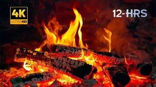 4K Natural Fireplace by the old Monastery Pure Crackling Sounds  12-Hour