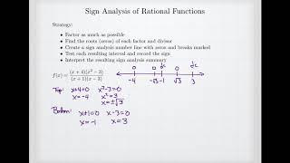 Sign Analysis of Rational Functions