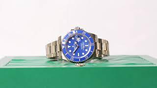 DISCONTINUED RARE ROLEX OYSTER PERPETUAL SUBMARINER 'SMURF' 18CT WHITE GOLD REFERENCE 116619LB