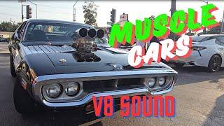 Muscle Cars and Classic Cars V8 engine and exhaust sound revs compilation