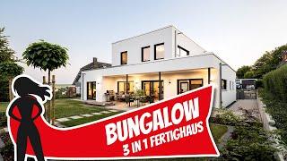 Bungalow für Best-Ager und Familien: Genial geplantes 3 in 1 Fertighaus | Haustour Fingerhaus