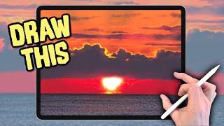 IPAD PAINTING MADE EASY -  Sea Sunset seascape Procreate tutorial