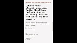 Culture-Specific Observations in a Saudi Arabian Digital Home Health Care Program: Fo... | RTCL.TV