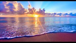 4K Peaceful Seaside with Golden Sunrise & Relaxing Ocean Waves | Calming Beach Sounds for Sleep