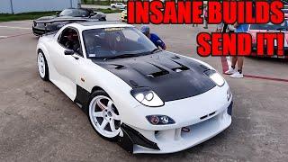 MODIFIED JDM vs. MUSCLE CARS SEND IT IN FRONT OF COPS Leaving Cars and Coffee!