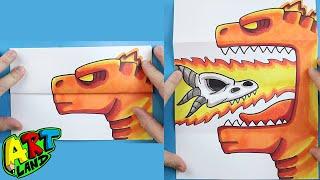 How to Draw a BURNING GODZILLA SURPRISE FOLD