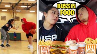 Playing Basketball & Eating Burgers | Whataburger Mukbang Review | Zach & Tee