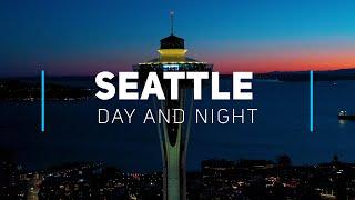 Seattle day and night, Washington | 4K drone video