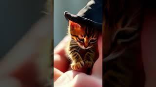 Tinny Cat With Wizard Hat #TinnyCat #CutenessOverload #TinnyAnimals