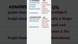 Lt. Governors/Administrators of Union Territories of India 2025 #gk #shorts