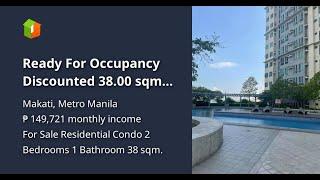 Ready For Occupancy Discounted 38.00 sqm 2-bedroom Residential Condo Rent-to-own in Makati