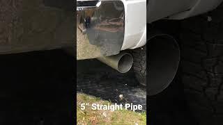 Ram 6.7 Cummins Factory 4" vs 5” Straight Pipe #shorts