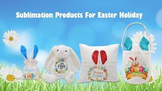 Sublimation Products For Easter Holiday -- Linen Basket, Rabbit plush toy, drawstring bag