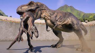 TYRANNOSAURUS REX vs ALL CARNIVORE & HERBIVORE ON ISLA NUBLAR - Jurassic World Evolution 2